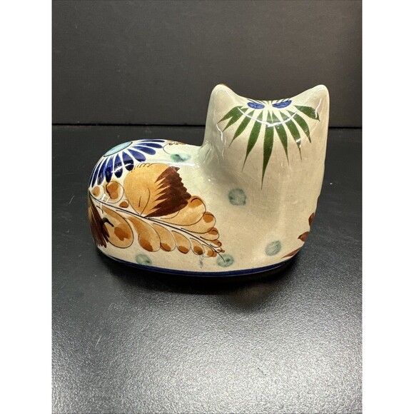 Vintage Tonala Mexico Folk Art Pottery Cat Figurine - Picture 3 of 7